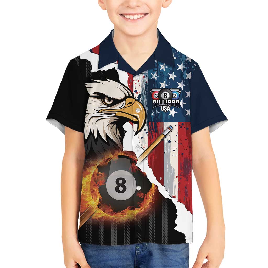 Personalized United States Billiards Family Matching Off Shoulder Maxi Dress and Hawaiian Shirt Eagle On Fire 8 Ball - Wonder Print Shop