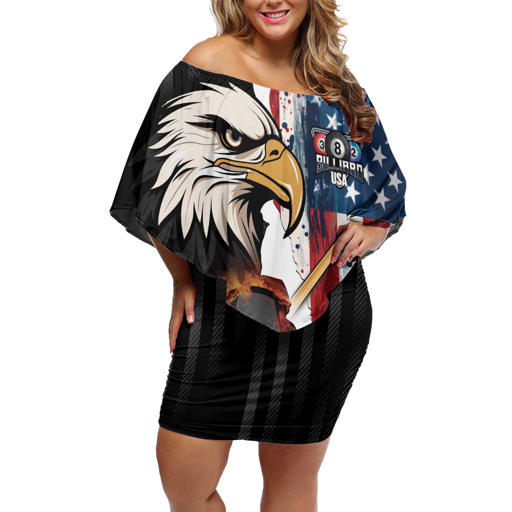 Personalized United States Billiards Family Matching Off Shoulder Short Dress and Hawaiian Shirt Eagle On Fire 8 Ball - Wonder Print Shop