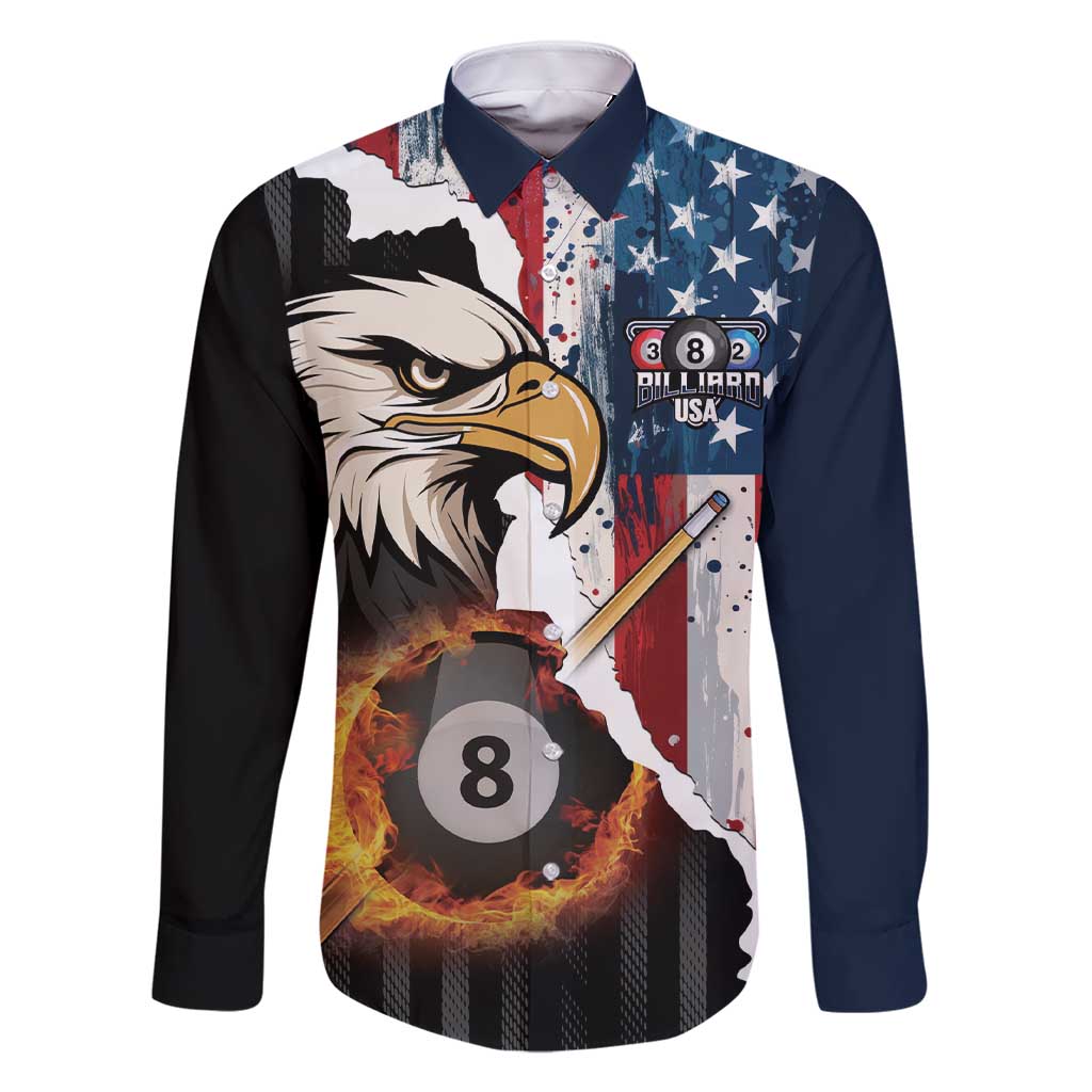 Personalized United States Billiards Family Matching Short Sleeve Bodycon Dress and Hawaiian Shirt Eagle On Fire 8 Ball - Wonder Print Shop