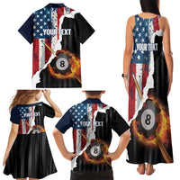 Personalized United States Billiards Family Matching Tank Maxi Dress and Hawaiian Shirt Eagle On Fire 8 Ball - Wonder Print Shop