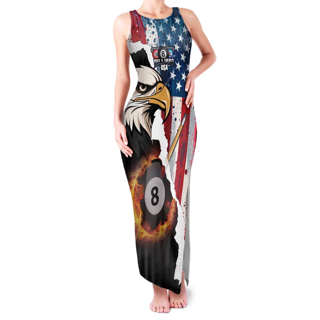 Personalized United States Billiards Family Matching Tank Maxi Dress and Hawaiian Shirt Eagle On Fire 8 Ball - Wonder Print Shop
