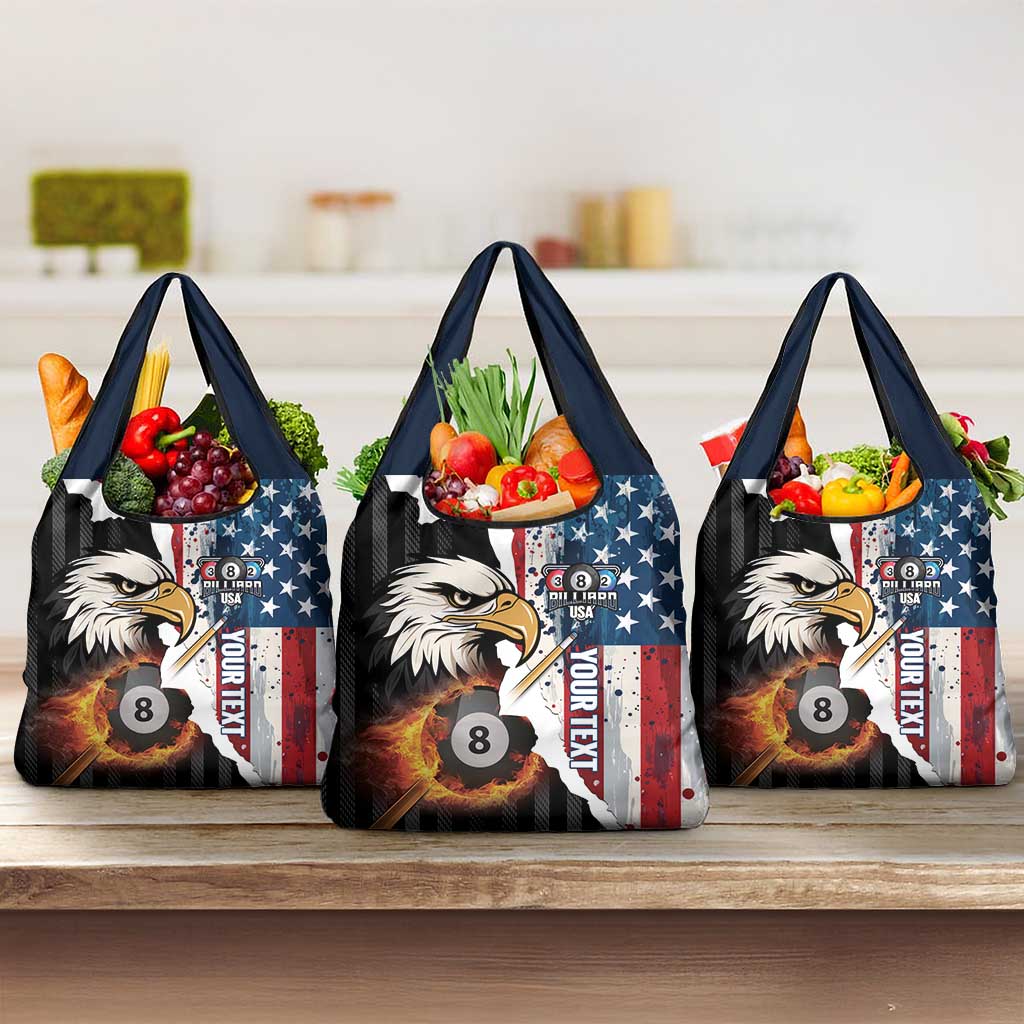 Personalized United States Billiards Grocery Bag Eagle On Fire 8 Ball - Wonder Print Shop