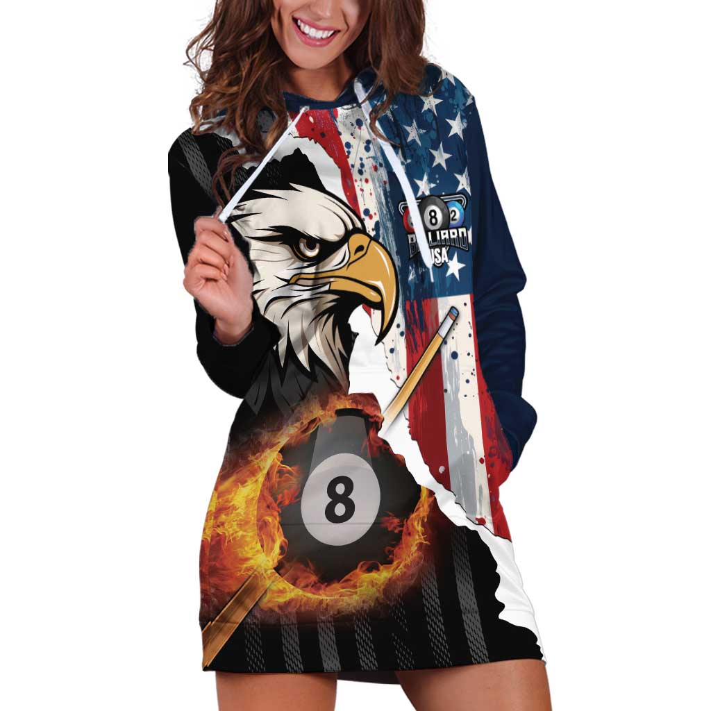 Personalized United States Billiards Hoodie Dress Eagle On Fire 8 Ball - Wonder Print Shop