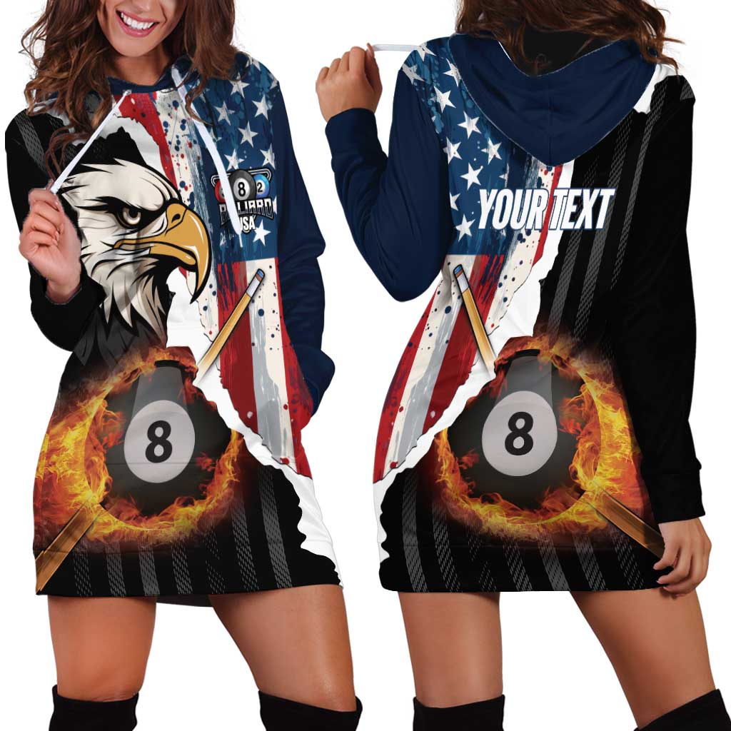 Personalized United States Billiards Hoodie Dress Eagle On Fire 8 Ball - Wonder Print Shop