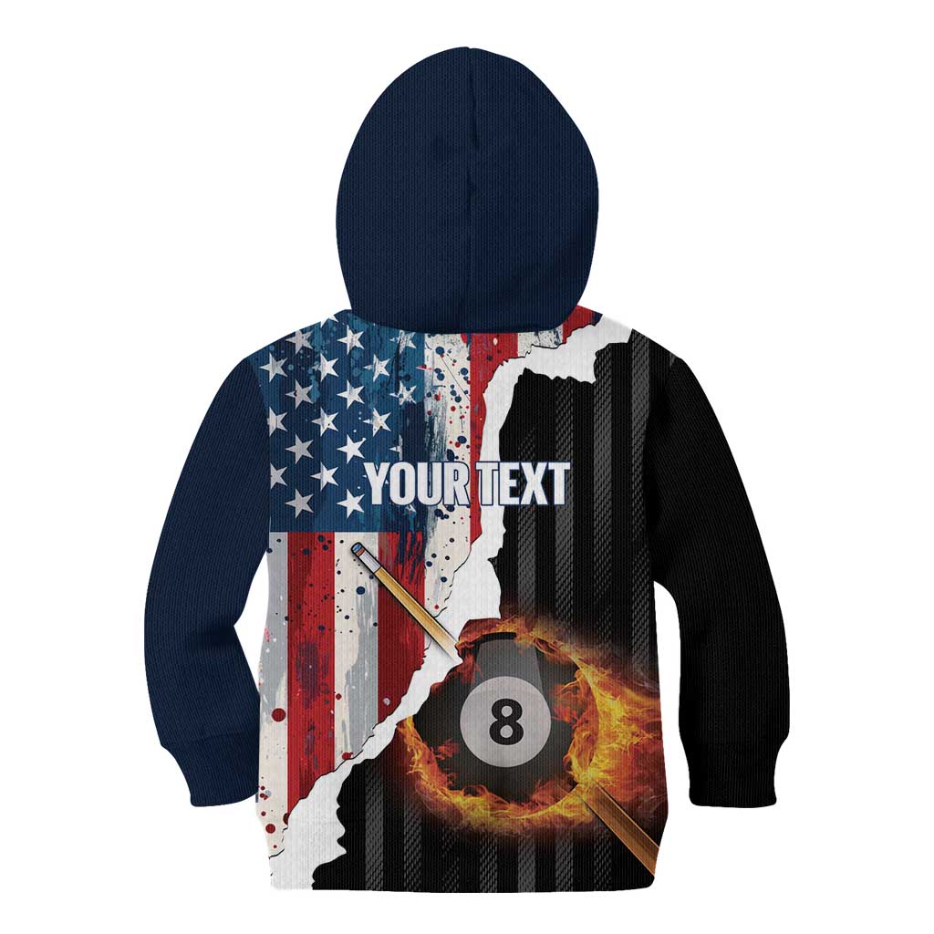 Personalized United States Billiards Kid Hoodie Eagle On Fire 8 Ball - Wonder Print Shop