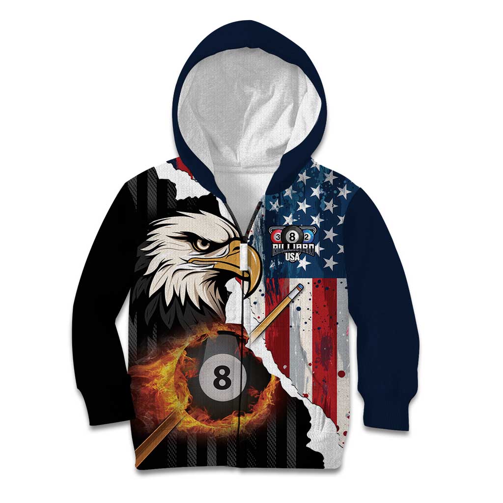 Personalized United States Billiards Kid Hoodie Eagle On Fire 8 Ball - Wonder Print Shop
