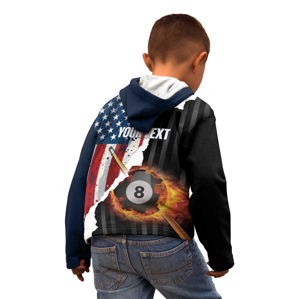 Personalized United States Billiards Kid Hoodie Eagle On Fire 8 Ball - Wonder Print Shop