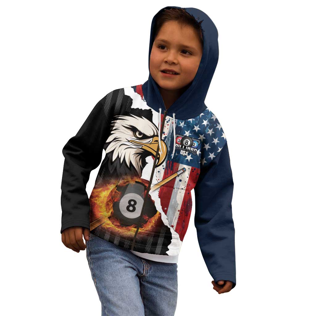 Personalized United States Billiards Kid Hoodie Eagle On Fire 8 Ball - Wonder Print Shop