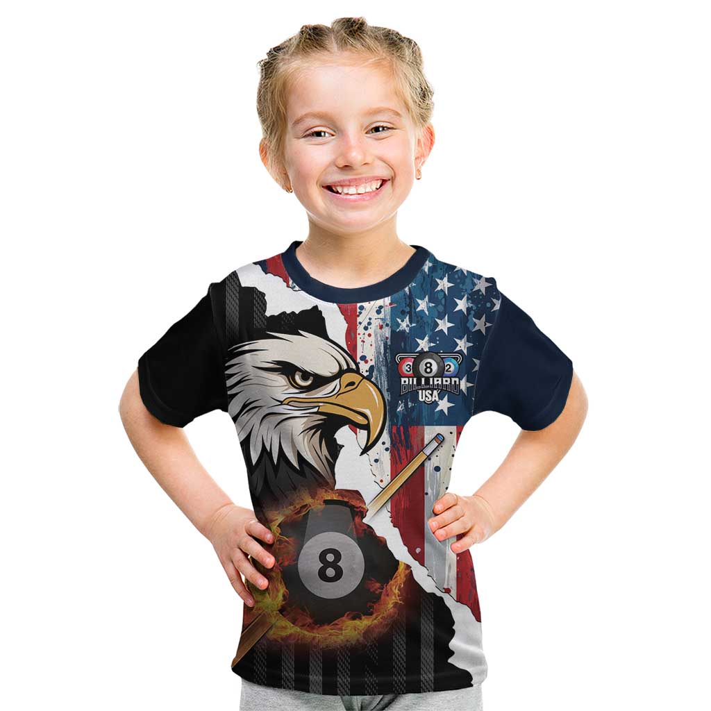 Personalized United States Billiards Kid T Shirt Eagle On Fire 8 Ball - Wonder Print Shop
