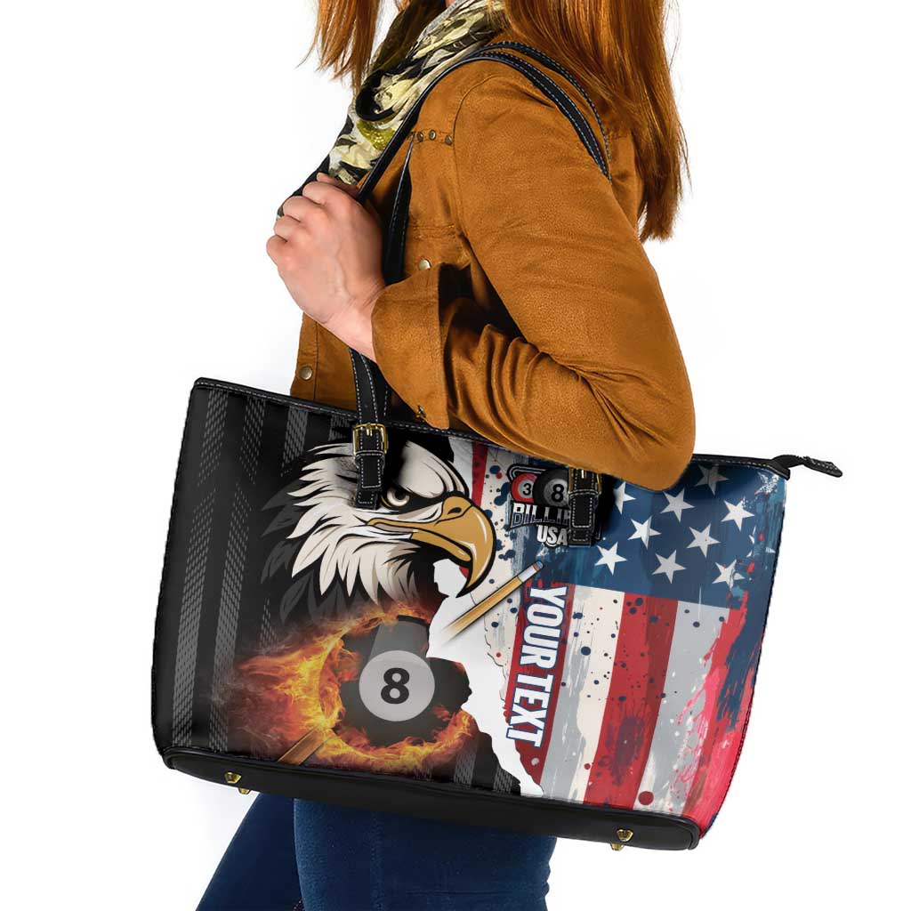 Personalized United States Billiards Leather Tote Bag Eagle On Fire 8 Ball - Wonder Print Shop
