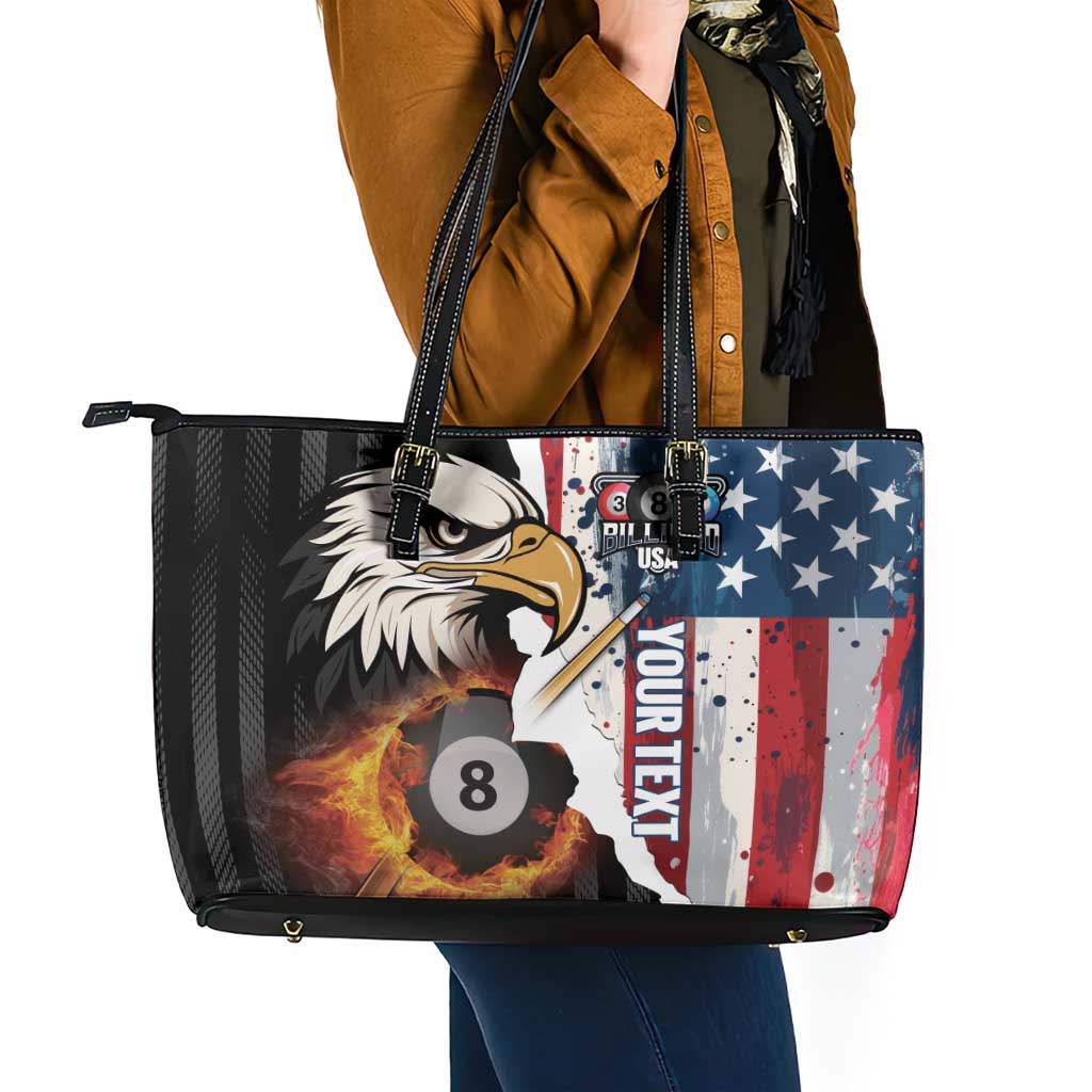Personalized United States Billiards Leather Tote Bag Eagle On Fire 8 Ball - Wonder Print Shop