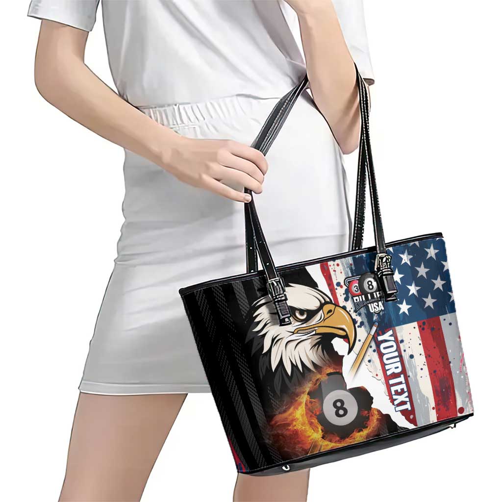 Personalized United States Billiards Leather Tote Bag Eagle On Fire 8 Ball - Wonder Print Shop