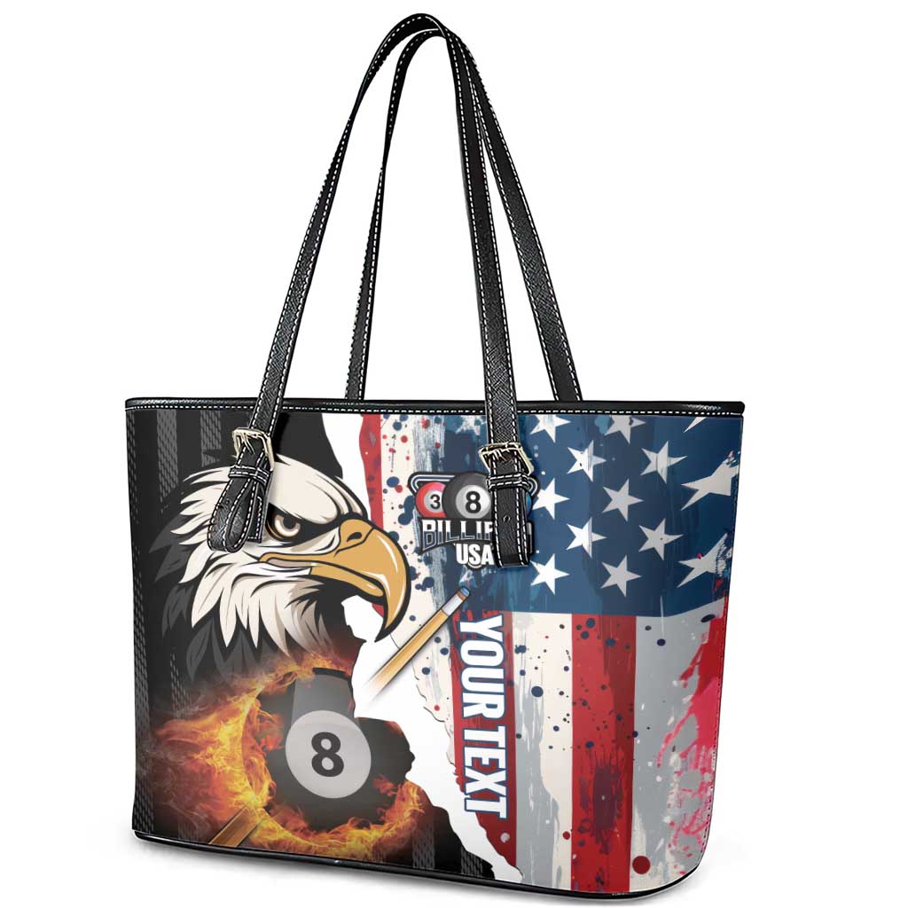Personalized United States Billiards Leather Tote Bag Eagle On Fire 8 Ball - Wonder Print Shop