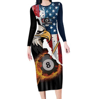 Personalized United States Billiards Long Sleeve Bodycon Dress Eagle On Fire 8 Ball - Wonder Print Shop