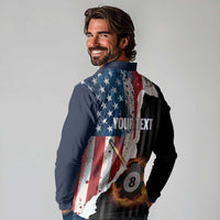 Personalized United States Billiards Long Sleeve Polo Shirt Eagle On Fire 8 Ball - Wonder Print Shop