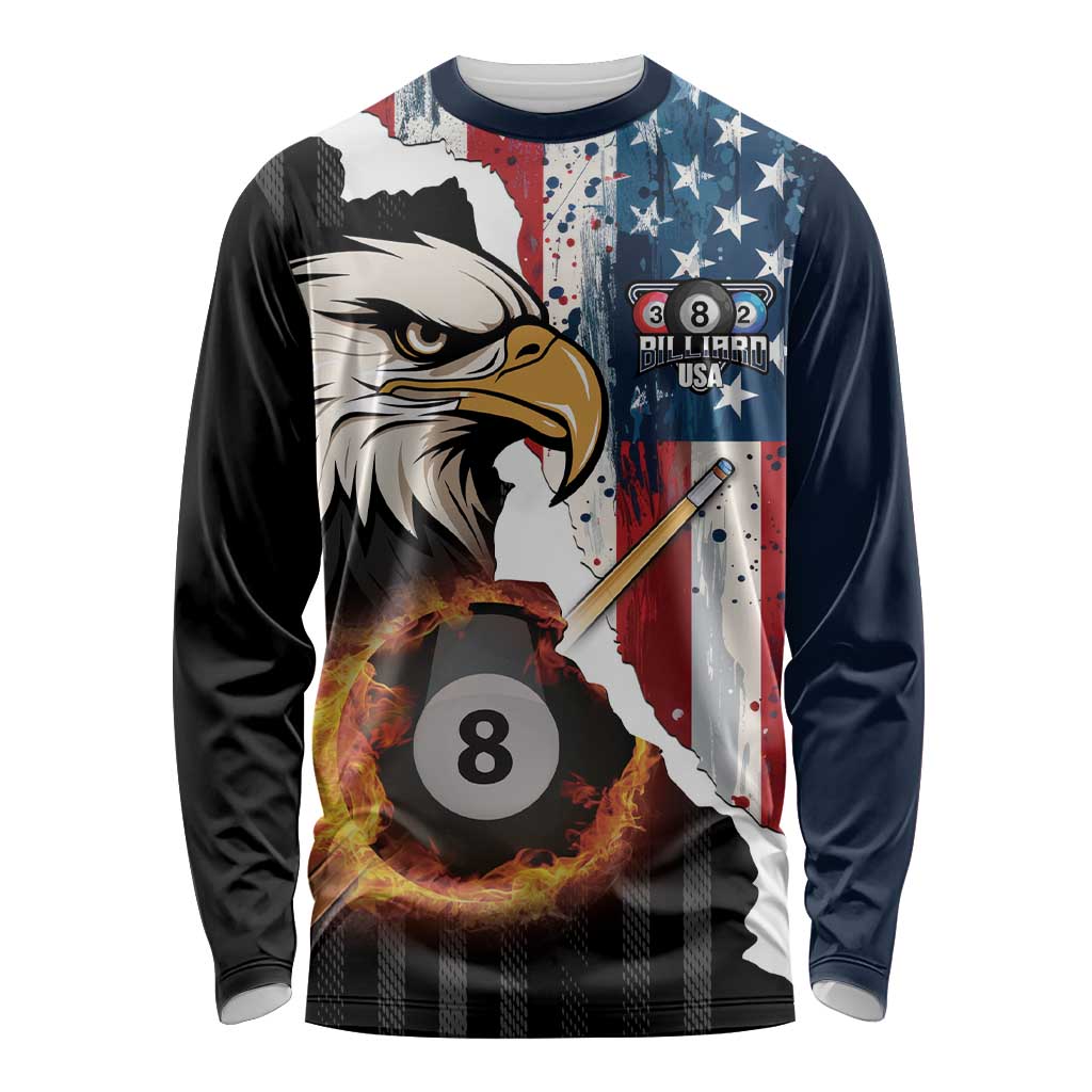 Personalized United States Billiards Long Sleeve Shirt Eagle On Fire 8 Ball - Wonder Print Shop