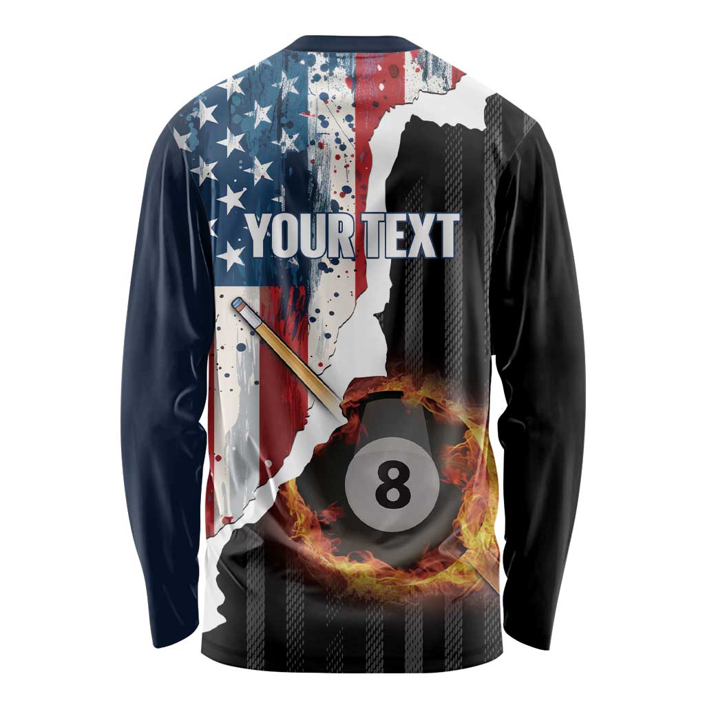 Personalized United States Billiards Long Sleeve Shirt Eagle On Fire 8 Ball - Wonder Print Shop