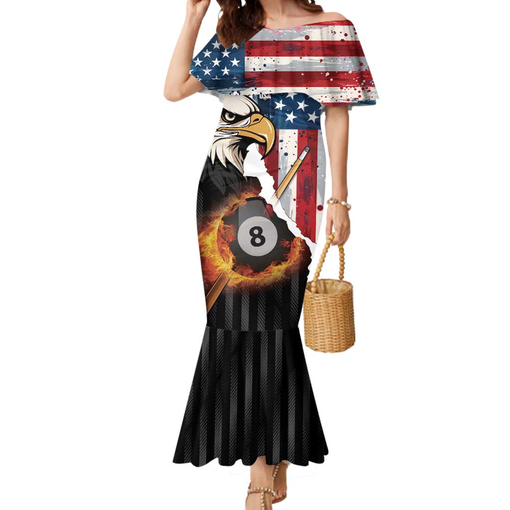 Personalized United States Billiards Mermaid Dress Eagle On Fire 8 Ball - Wonder Print Shop
