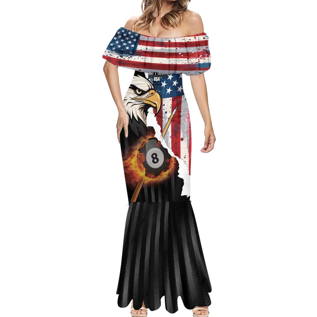 Personalized United States Billiards Mermaid Dress Eagle On Fire 8 Ball - Wonder Print Shop