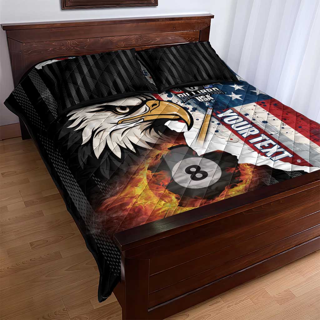 Personalized United States Billiards Quilt Bed Set Eagle On Fire 8 Ball - Wonder Print Shop