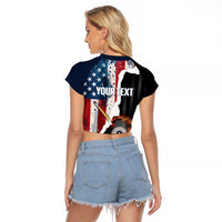 Personalized United States Billiards Raglan Cropped T Shirt Eagle On Fire 8 Ball - Wonder Print Shop