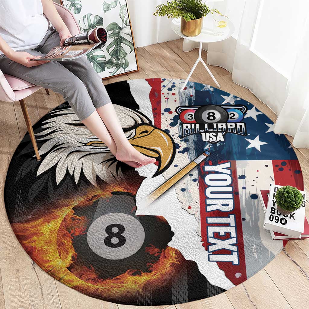 Personalized United States Billiards Round Carpet Eagle On Fire 8 Ball - Wonder Print Shop