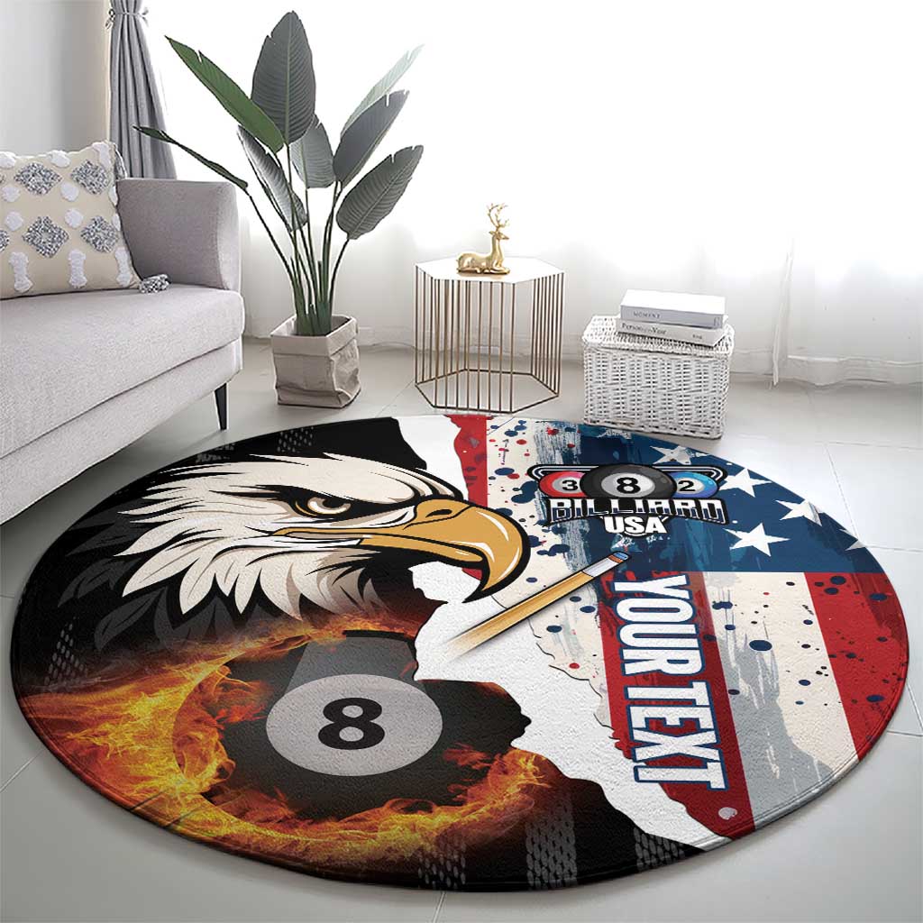Personalized United States Billiards Round Carpet Eagle On Fire 8 Ball - Wonder Print Shop