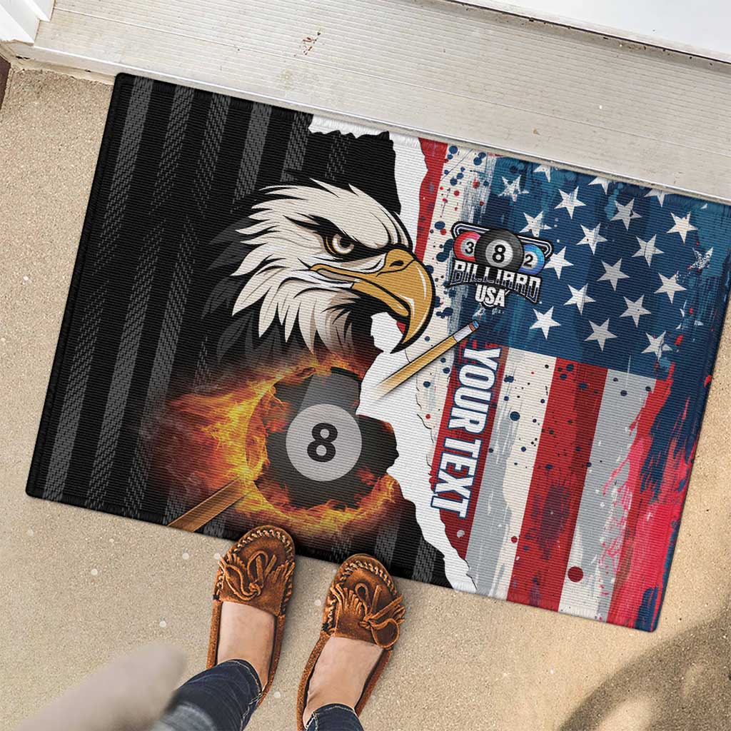 Personalized United States Billiards Rubber Doormat Eagle On Fire 8 Ball - Wonder Print Shop