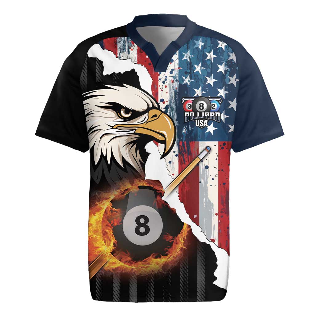 Personalized United States Billiards Rugby Jersey Eagle On Fire 8 Ball - Wonder Print Shop