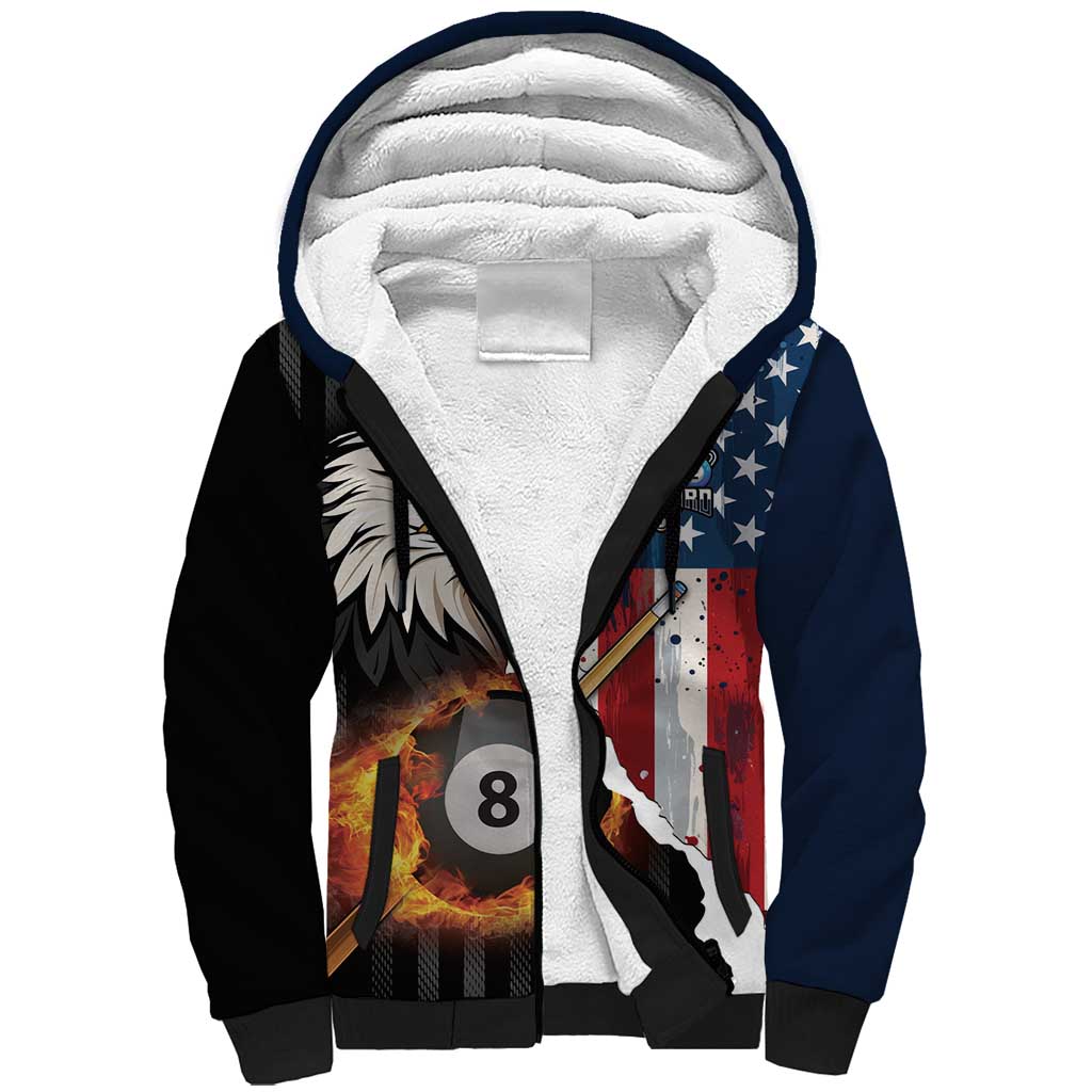 Personalized United States Billiards Sherpa Hoodie Eagle On Fire 8 Ball - Wonder Print Shop