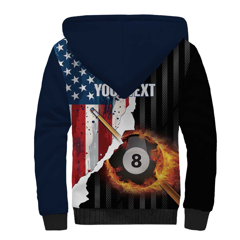 Personalized United States Billiards Sherpa Hoodie Eagle On Fire 8 Ball - Wonder Print Shop