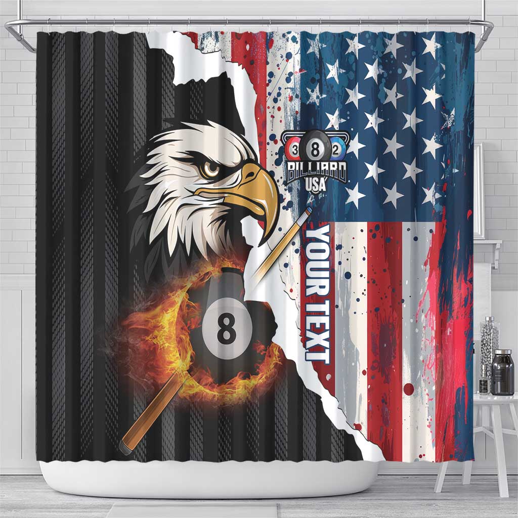 Personalized United States Billiards Shower Curtain Eagle On Fire 8 Ball - Wonder Print Shop