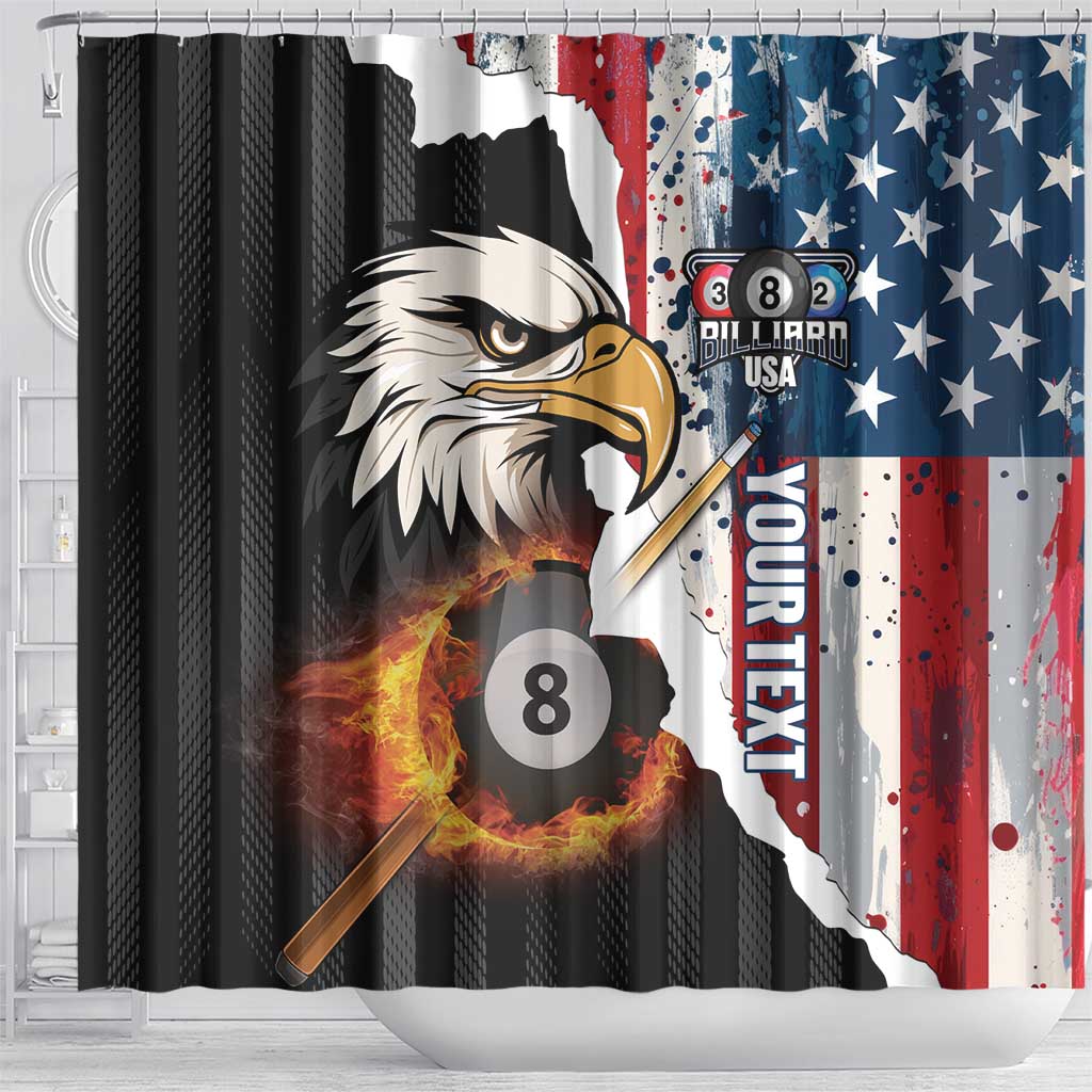 Personalized United States Billiards Shower Curtain Eagle On Fire 8 Ball - Wonder Print Shop