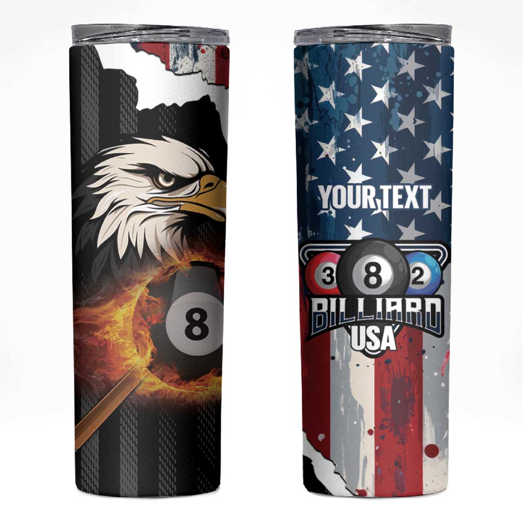 Personalized United States Billiards Skinny Tumbler Eagle On Fire 8 Ball - Wonder Print Shop