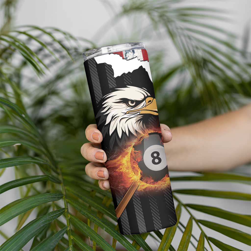 Personalized United States Billiards Skinny Tumbler Eagle On Fire 8 Ball - Wonder Print Shop