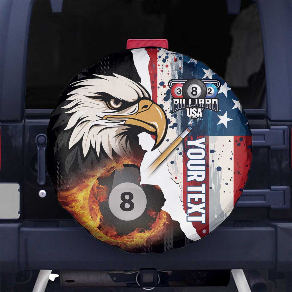 Personalized United States Billiards Spare Tire Cover Eagle On Fire 8 Ball - Wonder Print Shop