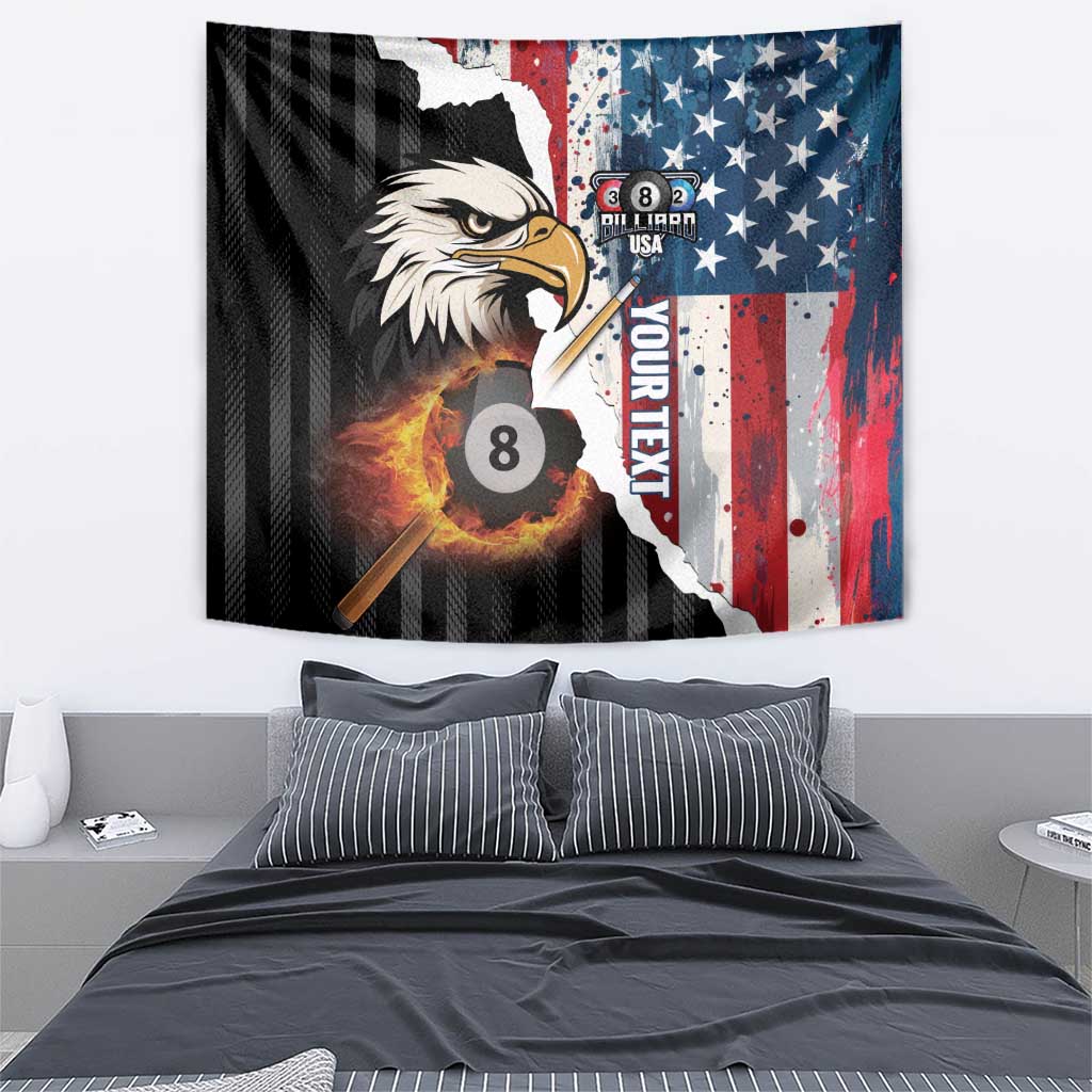 Personalized United States Billiards Tapestry Eagle On Fire 8 Ball - Wonder Print Shop