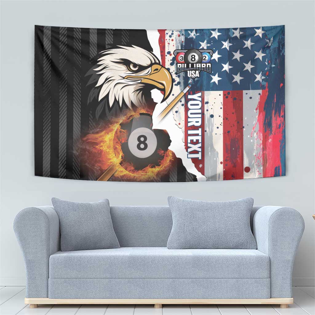 Personalized United States Billiards Tapestry Eagle On Fire 8 Ball - Wonder Print Shop