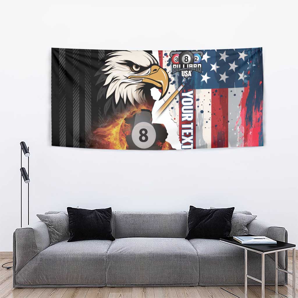 Personalized United States Billiards Tapestry Eagle On Fire 8 Ball - Wonder Print Shop