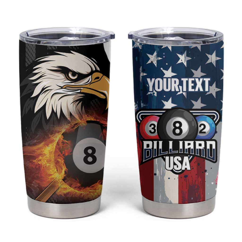 Personalized United States Billiards Tumbler Cup Eagle On Fire 8 Ball - Wonder Print Shop