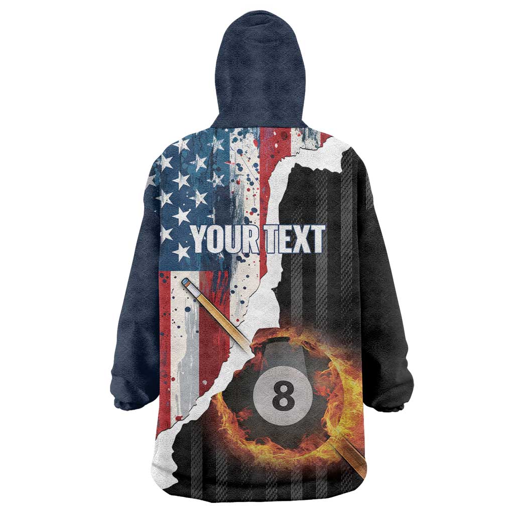 Personalized United States Billiards Wearable Blanket Hoodie Eagle On Fire 8 Ball - Wonder Print Shop
