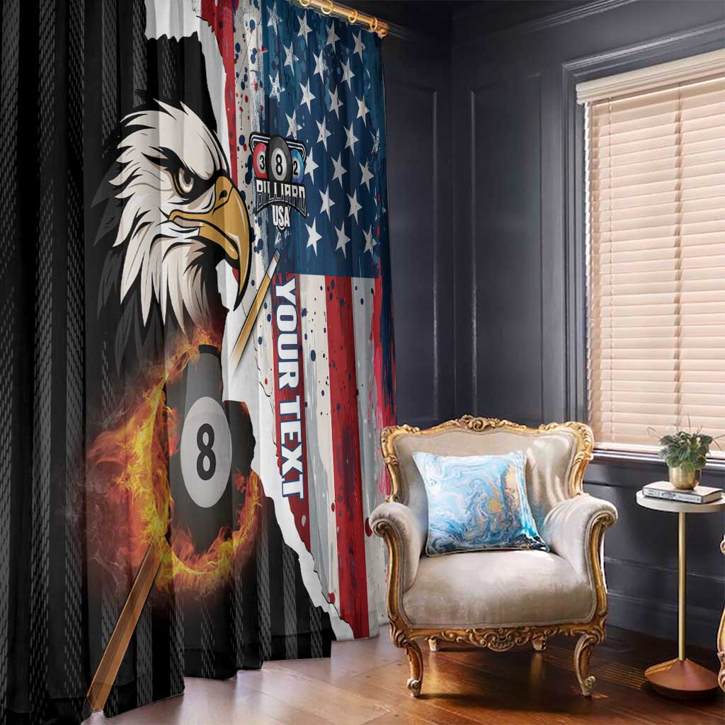 Personalized United States Billiards Window Curtain Eagle On Fire 8 Ball - Wonder Print Shop
