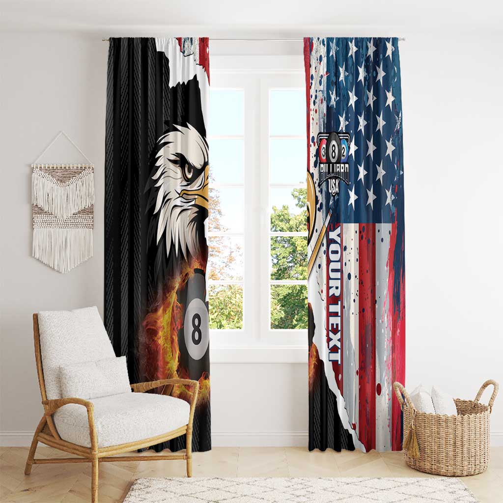 Personalized United States Billiards Window Curtain Eagle On Fire 8 Ball - Wonder Print Shop