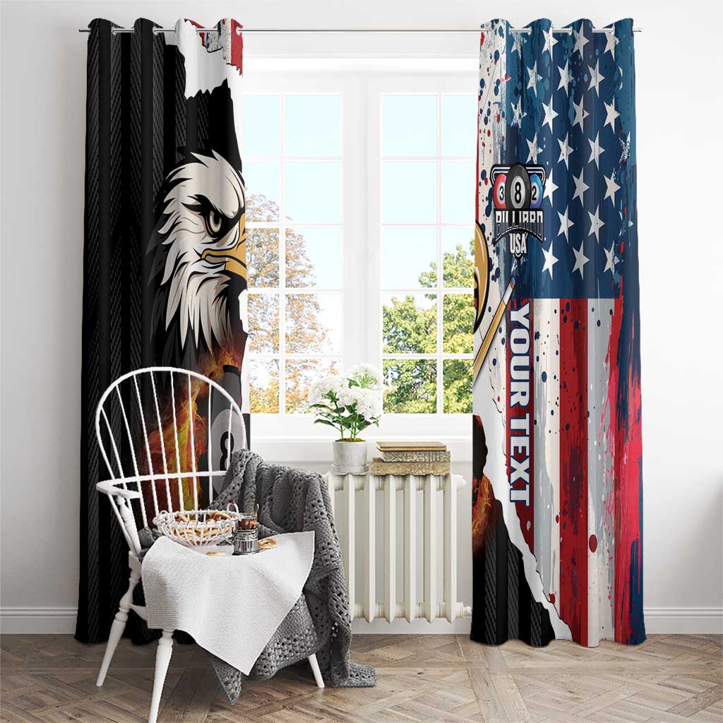 Personalized United States Billiards Window Curtain Eagle On Fire 8 Ball - Wonder Print Shop