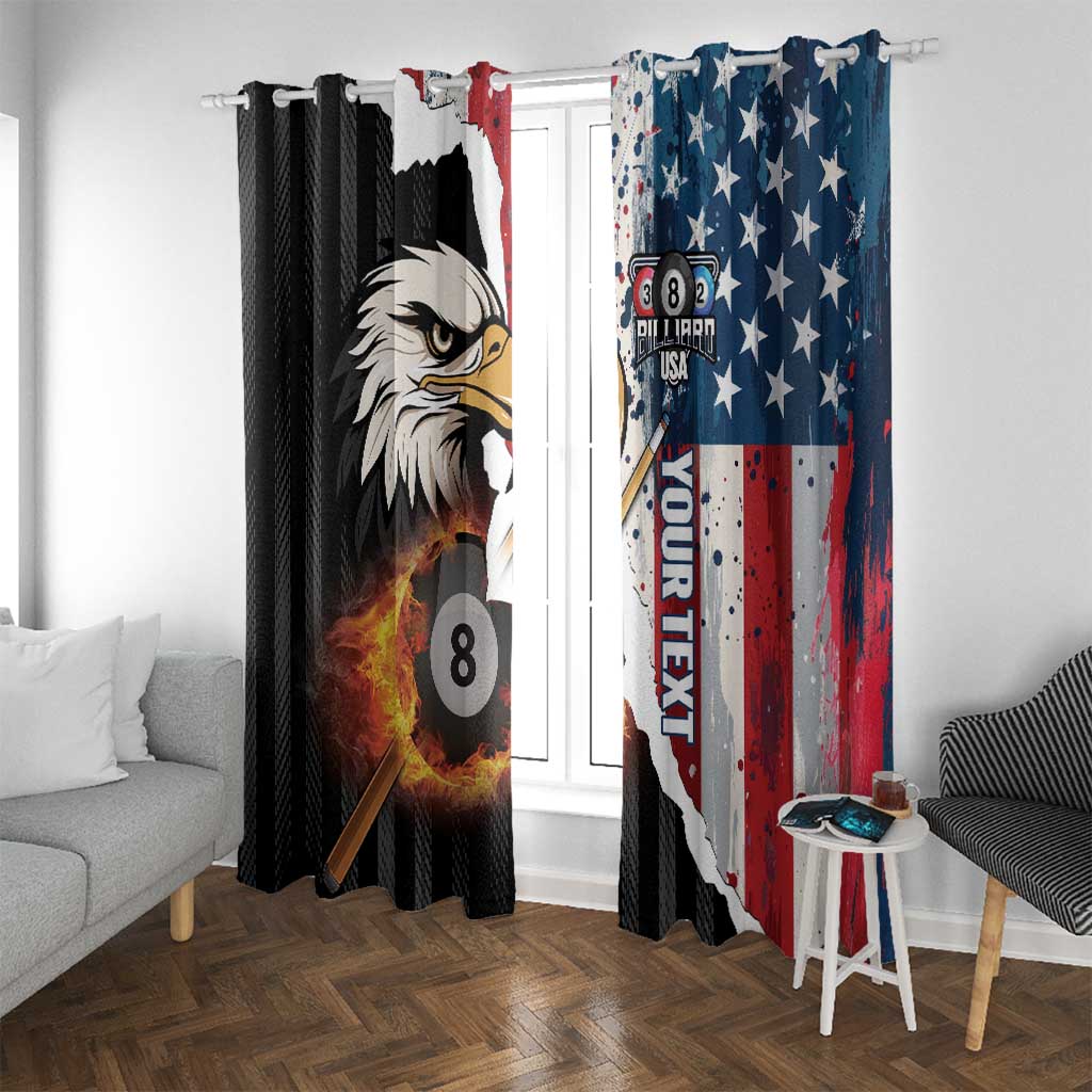 Personalized United States Billiards Window Curtain Eagle On Fire 8 Ball - Wonder Print Shop