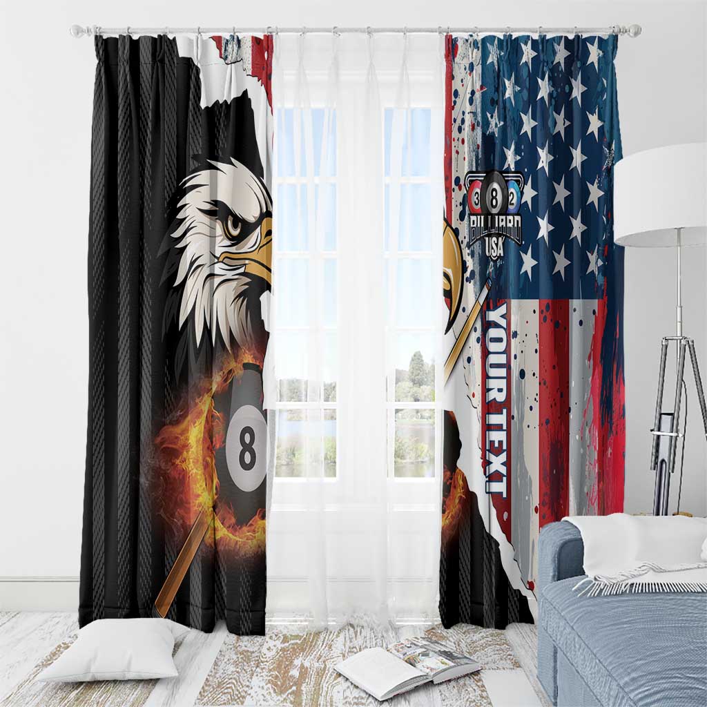 Personalized United States Billiards Window Curtain Eagle On Fire 8 Ball - Wonder Print Shop