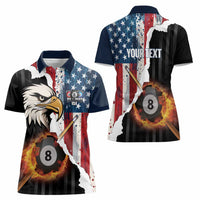 Personalized United States Billiards Women Polo Shirt Eagle On Fire 8 Ball - Wonder Print Shop