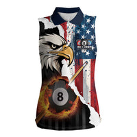 Personalized United States Billiards Women Sleeveless Polo Shirt Eagle On Fire 8 Ball - Wonder Print Shop