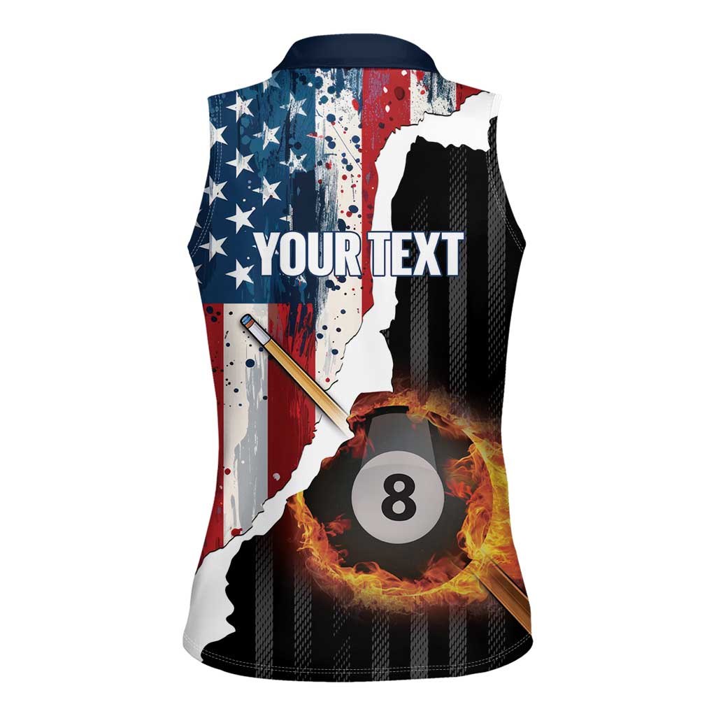 Personalized United States Billiards Women Sleeveless Polo Shirt Eagle On Fire 8 Ball - Wonder Print Shop