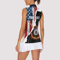 Personalized United States Billiards Women Sleeveless Polo Shirt Eagle On Fire 8 Ball - Wonder Print Shop